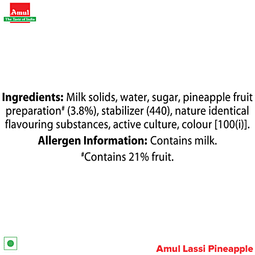 Amul Pineapple Lassi, 200 ml Tetra Pak 