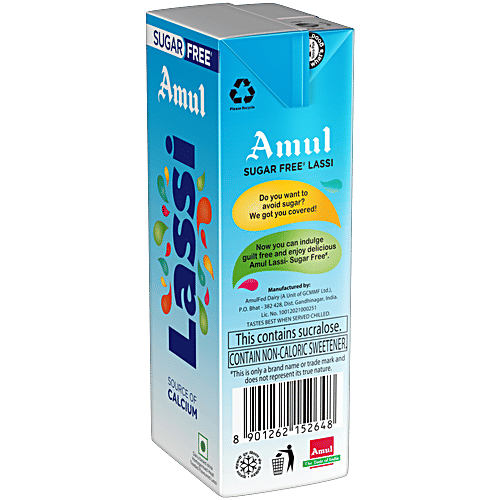 Amul Sugar Free Lassi, 180 ml Tetra Pak