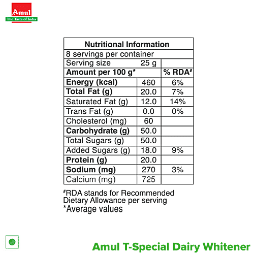 Amul 'T-Special' Premium Dairy Whitener, 200 g Pouch 