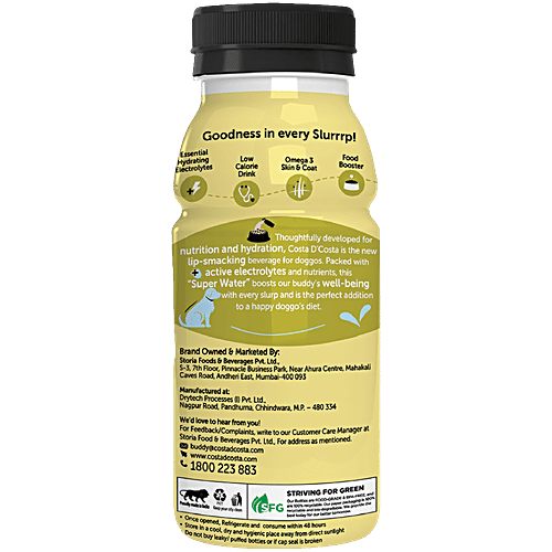 Costa D'Costa  Canine Water For Dogs - 1 To 8 Years, 250 ml  Nutrient-Infused Liquid For Dogs, Gut Health, Bone Strength, Muscle Strength & Immunity, Human Graded