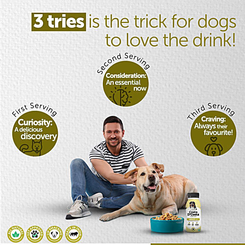 Costa D'Costa  Canine Water For Dogs - 1 To 8 Years, 250 ml  Nutrient-Infused Liquid For Dogs, Gut Health, Bone Strength, Muscle Strength & Immunity, Human Graded