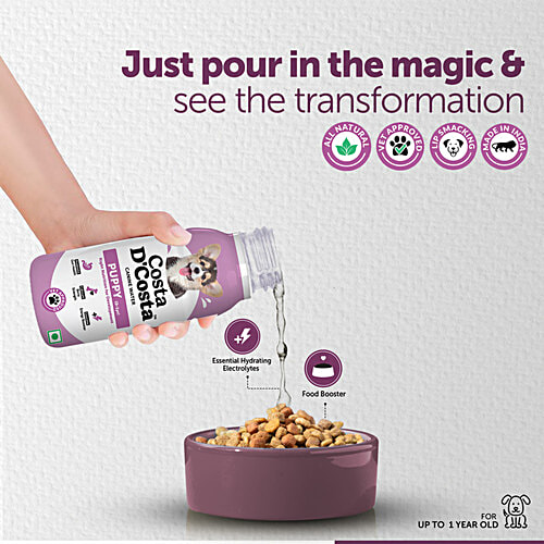 Costa D'Costa  Canine Water For Dogs - 0 To 1 Year, 250 ml (Pack of 3) Boosts Puppy Growth
Improves Hydration
Enhances Bone Strength