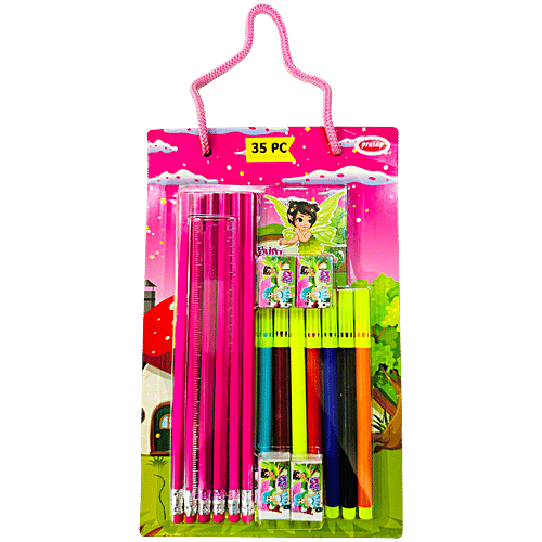 Pratap Stationery Combo Kit - Pink, 35 pcs  