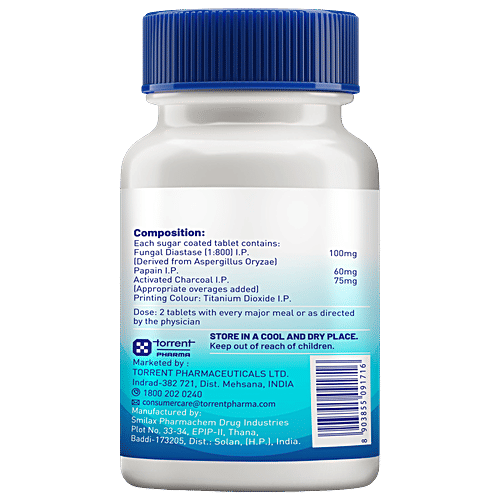 UNIENZYME Activ Charcoal Tablets Powered With Activated Charcoal For Indigestion, Bloating, Gas, 30 pcs Bottle Digestive Expert