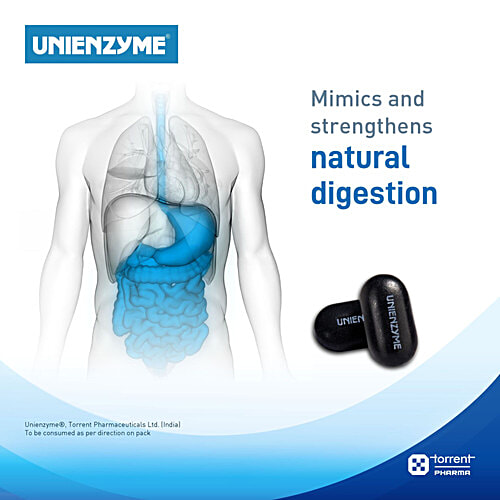 UNIENZYME Activ Charcoal Tablets Powered With Activated Charcoal For Indigestion, Bloating, Gas, 30 pcs Bottle Digestive Expert