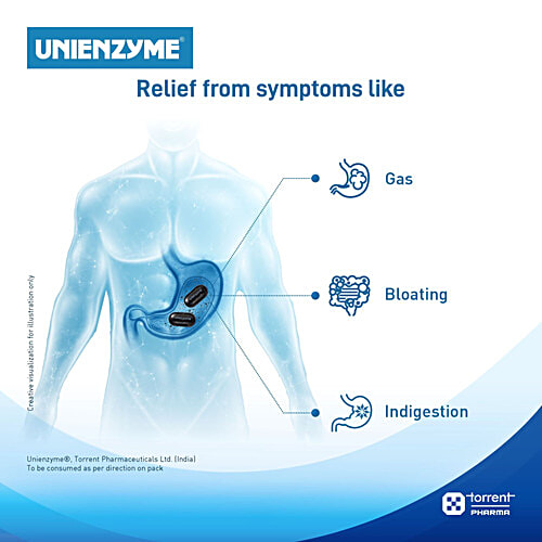 UNIENZYME Activ Charcoal Tablets Powered With Activated Charcoal For Indigestion, Bloating, Gas, 30 pcs Bottle Digestive Expert