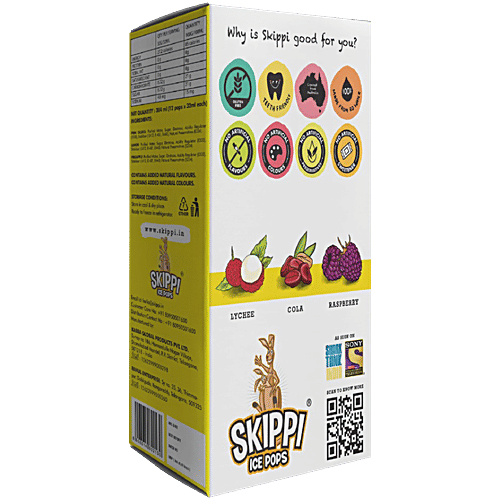 Skippi Ice Pops Natural Icepops - Lychee, Raspberry, Cola, 384 ml (12 pcs x 32 ml each)