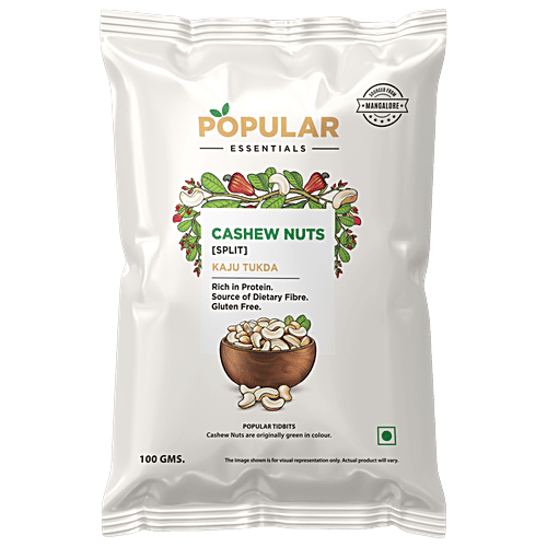Popular Essentials Cashew Nuts - Split, 100 g  