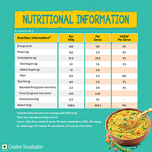 Nestle A+ Veggie Masala Millet, 40 g High In Fiber, 30% Lower in Calories, No Added Preservatives