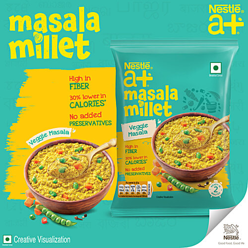Nestle A+ Veggie Masala Millet, 40 g High In Fiber, 30% Lower in Calories, No Added Preservatives