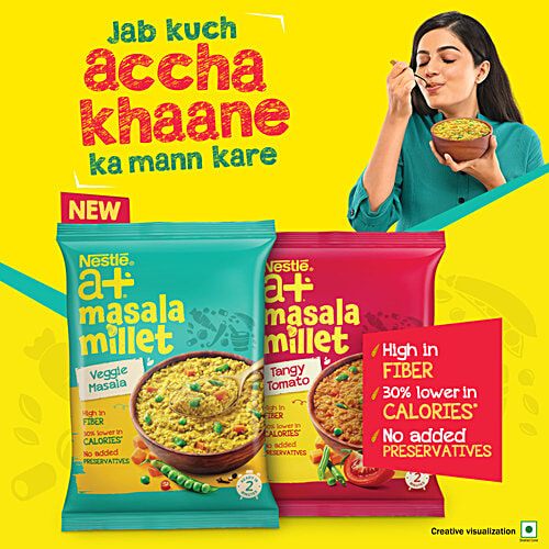 Nestle A+ Veggie Masala Millet, 40 g High In Fiber, 30% Lower in Calories, No Added Preservatives