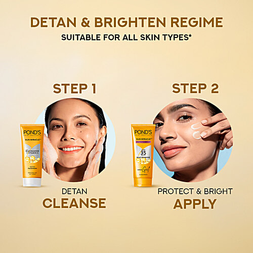 Ponds Sun Miracle SPF 35 PA+++ Sunscreen Creme Gel - With Niacinamide, Protect & Bright, 50 g  