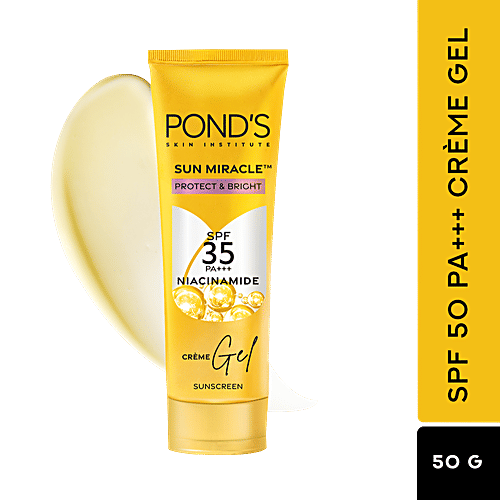 Ponds Sun Miracle SPF 35 PA+++ Sunscreen Creme Gel - With Niacinamide, Protect & Bright, 50 g  