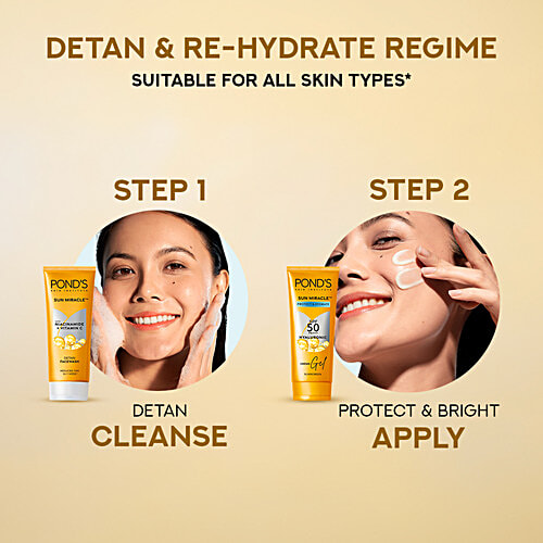 Ponds Sun Miracle SPF 50 PA+++ Sunscreen Creme Gel - With Hyaluronic, Protect & Bright, 50 g  