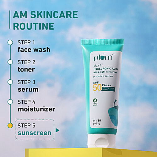 Plum Cica & Hyaluronic Acid Aqua-Light Sunscreen - SPF 50 PA+++, 50 g  