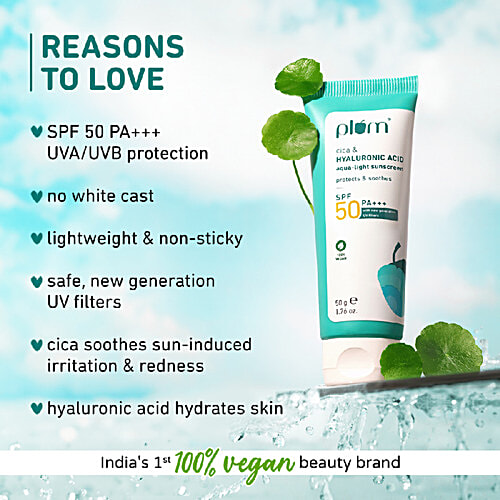 Plum Cica & Hyaluronic Acid Aqua-Light Sunscreen - SPF 50 PA+++, 50 g  