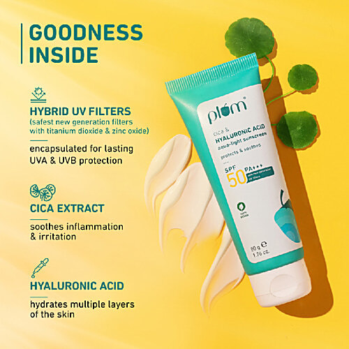 Plum Cica & Hyaluronic Acid Aqua-Light Sunscreen - SPF 50 PA+++, 50 g  