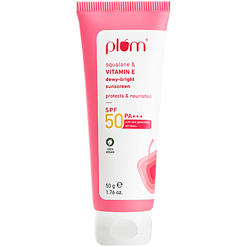 Plum Squalane & Vitamin E Dewy-Bright Sunscreen - SPF 50 PA+++, 50 g  