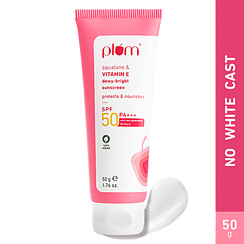 Plum Squalane & Vitamin E Dewy-Bright Sunscreen - SPF 50 PA+++, 50 g  