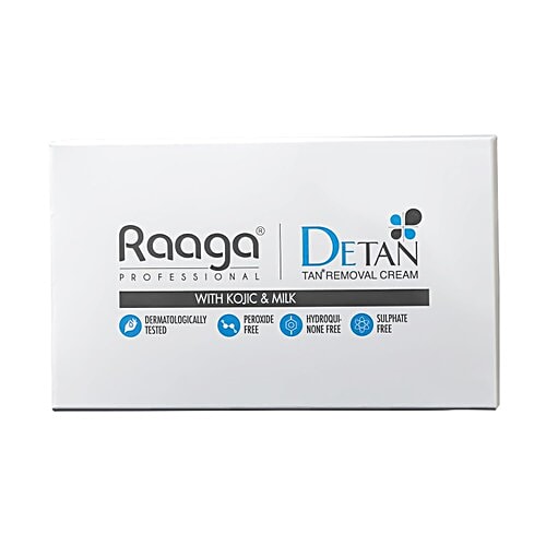 Raaga Professional Professional De-Tan Tan Removal Cream Kojic & Milk, 72 g (6 Sachet x 12 g each)