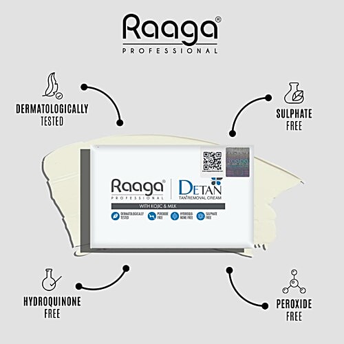 Raaga Professional Professional De-Tan Tan Removal Cream Kojic & Milk, 72 g (6 Sachet x 12 g each)