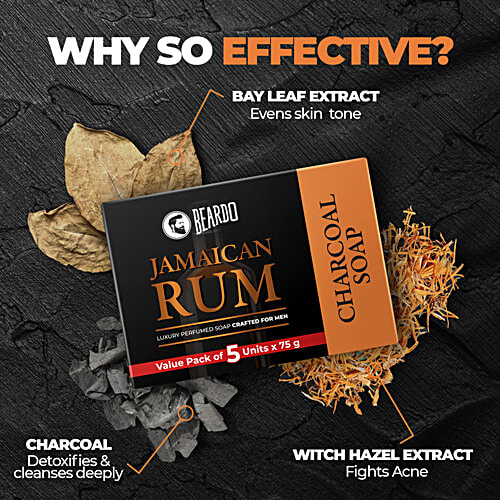 Beardo Jamaican Rum Soap, 75 g (Pack of 5) 