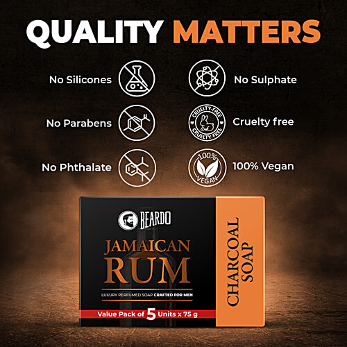 Beardo Jamaican Rum Soap, 75 g (Pack of 5) 