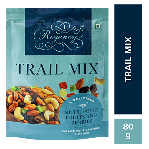 Regency Trail Mix, 80 g  Delicious Nuts
 Dried Fruits and Berries
 Satiate Your Cravings