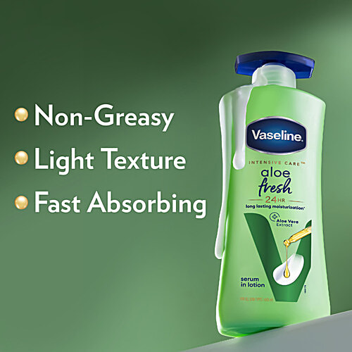 Vaseline Intensive Care Aloe Fresh Serum In Lotion - 24 Hour Long Lasting Moisturisation, 600 ml  