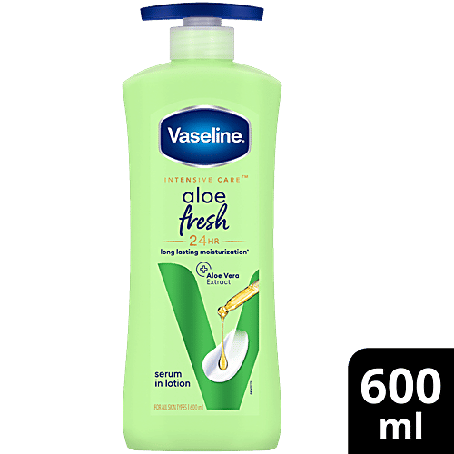 Vaseline Intensive Care Aloe Fresh Serum In Lotion - 24 Hour Long Lasting Moisturisation, 600 ml  