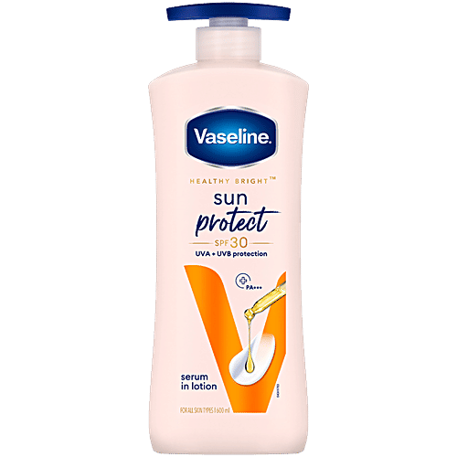 Vaseline Sun Protect Serum In Lotion SPF 30 PA+++, 600 ml  For All Skin Types, UVA+UVB Protection, Reduces Tan Lines in 7 Days