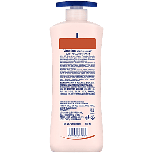 Vaseline Sun Protect Serum In Lotion SPF 30 PA+++, 600 ml  For All Skin Types, UVA+UVB Protection, Reduces Tan Lines in 7 Days