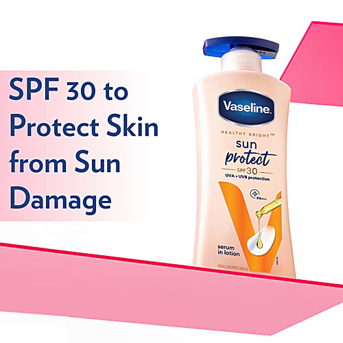 Vaseline Sun Protect Serum In Lotion SPF 30 PA+++, 600 ml  For All Skin Types, UVA+UVB Protection, Reduces Tan Lines in 7 Days