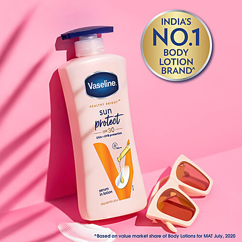 Vaseline Sun Protect Serum In Lotion SPF 30 PA+++, 600 ml  For All Skin Types, UVA+UVB Protection, Reduces Tan Lines in 7 Days
