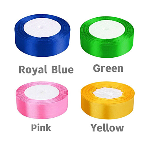 Creative Space Satin Decoration Multi Color Ribbon Roll 7 m, Assorted, 4 pcs  Multicolour Assortment
 Soft, Glossy Satin
