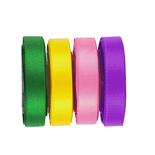 Creative Space Satin Decoration Multi Color Ribbon Roll 7 m, Assorted, 4 pcs  Multicolour Assortment
 Soft, Glossy Satin