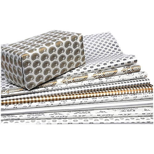 Creative Space Gift Wrapping Paper Assorted Design In Gold Colour, 5 pcs  Assorted Designs
 Gold Accents