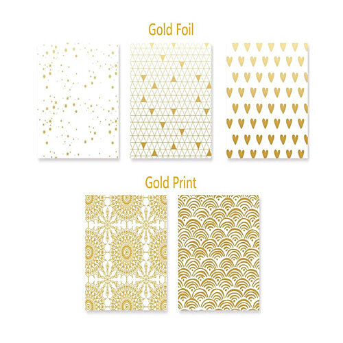 Creative Space Gift Wrapping Paper Assorted Design In Gold Colour, 5 pcs  Assorted Designs
 Gold Accents