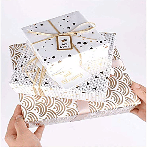 Creative Space Gift Wrapping Paper Assorted Design In Gold Colour, 5 pcs  Assorted Designs
 Gold Accents