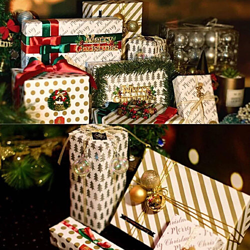 Creative Space Gift Wrapping Paper Assorted Design In Gold Colour, 5 pcs  Assorted Designs
 Gold Accents