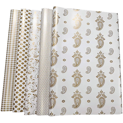 Creative Space Gift Wrapping Paper Assorted Design In Gold Colour, 5 pcs  Assorted Designs
 Gold Accents