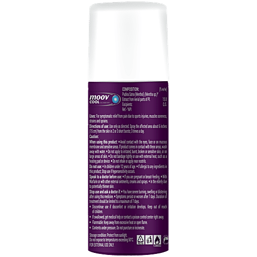 Moov Cool Spray, 15 g Cool therapy Spray, Sports Injuries, Sprains, Strains
