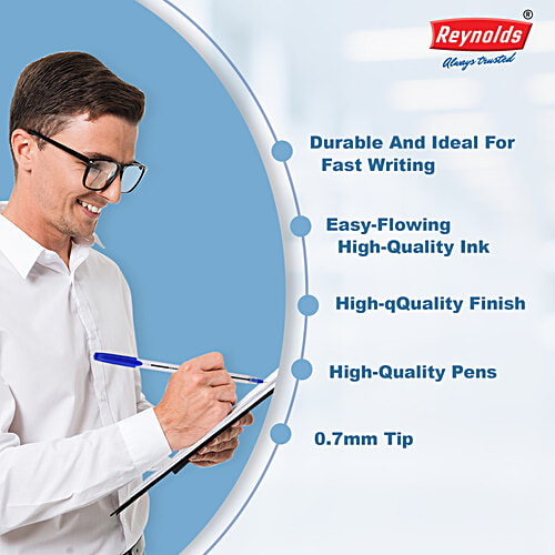 Reynolds D Fine Ball Pen Set - Blue, 0.7 mm Tip, 5 pcs