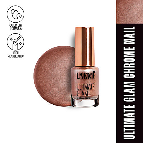 Lakme Ultimate Glam Chrome Nail Colour, 6 ml Copper