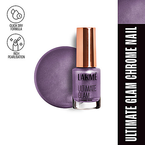 Lakme Ultimate Glam Chrome Nail Colour, 6 ml Magenta 