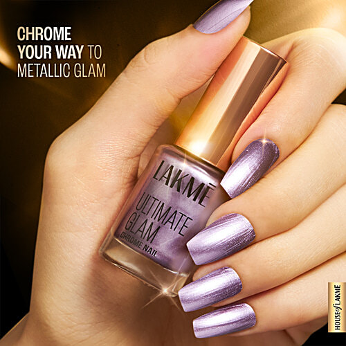 Lakme Ultimate Glam Chrome Nail Colour, 6 ml Magenta 