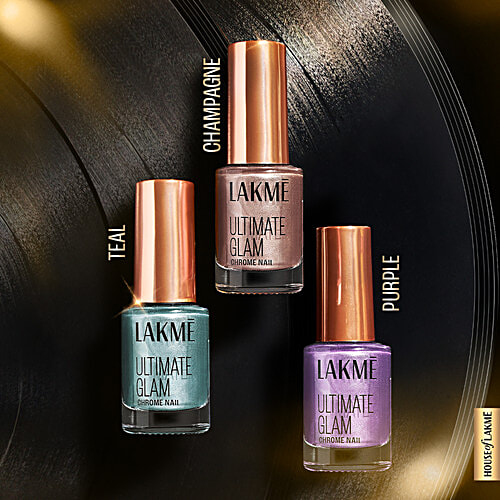 Lakme Ultimate Glam Chrome Nail Colour, 6 ml Champagne 