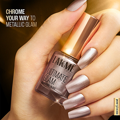 Lakme Ultimate Glam Chrome Nail Colour, 6 ml Champagne 