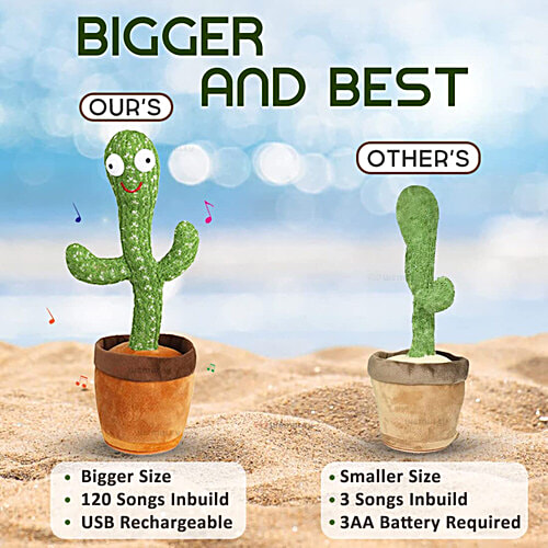 Wembley Dancing/Talking Cactus - For Kids, Wriggle & Singing, Recording Repeat Words,Green, 1 pc  Wriggle & Singing
 Recording Repeat Words
 Glowing