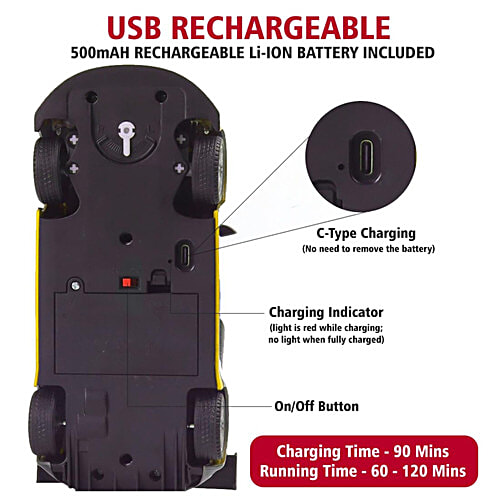 Wembley Remote Control Car - High-Speed Mini 1:24 Scale, USB Rechargeable, For Kids, Yellow, 1 pc  High-Speed
 Mini 1:24 Scale
 USB Rechargeable